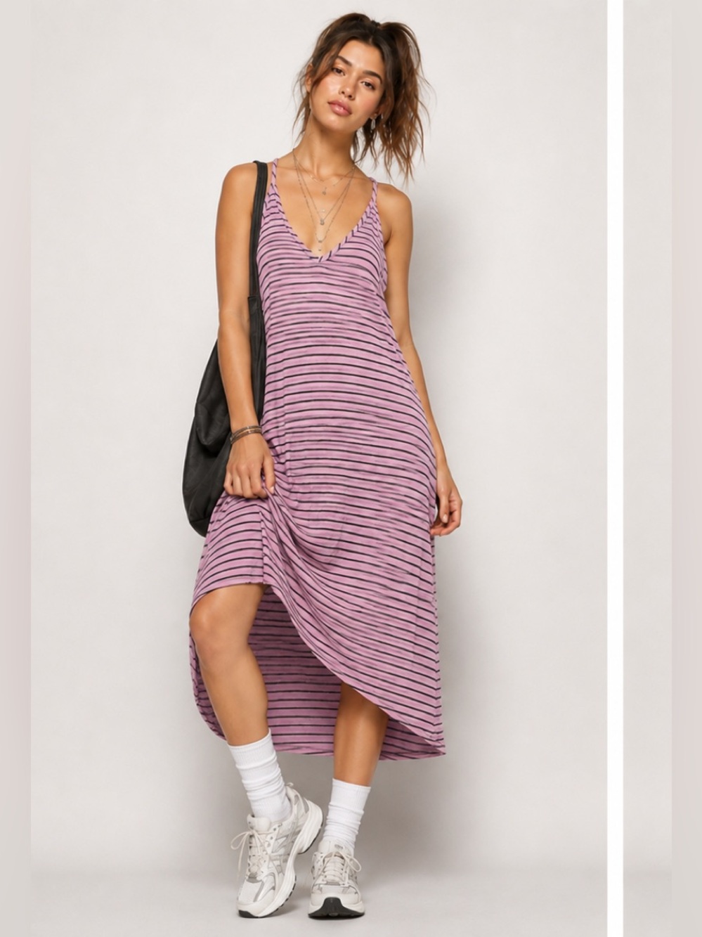 Splendid Lavender Pink Striped Lounging Casual 2010’s Racerback Tank Dress Small
